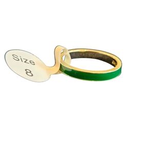 NWT - Slim Chic Green Enamel and Gold Band Ring - Size 8